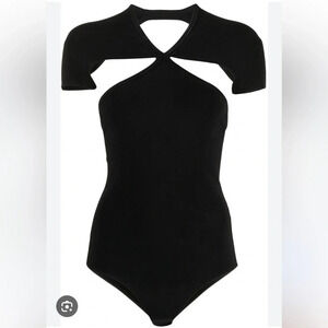 NWT KHAITE Vita Bodysuit Ribbed Cutout Size M Black Thong Back